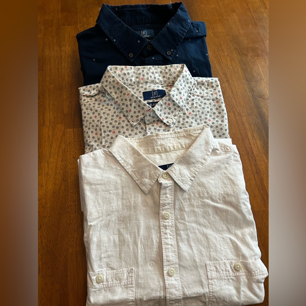 Classic Fit Short Sleeve Button Up Shirt Bundle Men’s Size L | 3-Pack | George - Picture 2 of 11